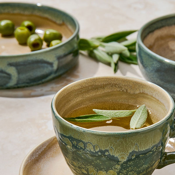 Салатник «Аврора Революшн Джейд»;фарфор;270мл;D=135,H=35мм;бежев.,зелен.