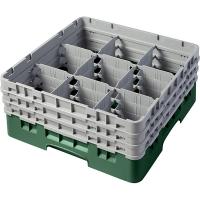 Кассета для бокалов 9 ячеек Dmax=149,Hmax=174мм;полипроп.;,H=22,5,L=50,B=50см;зелен.,серый
