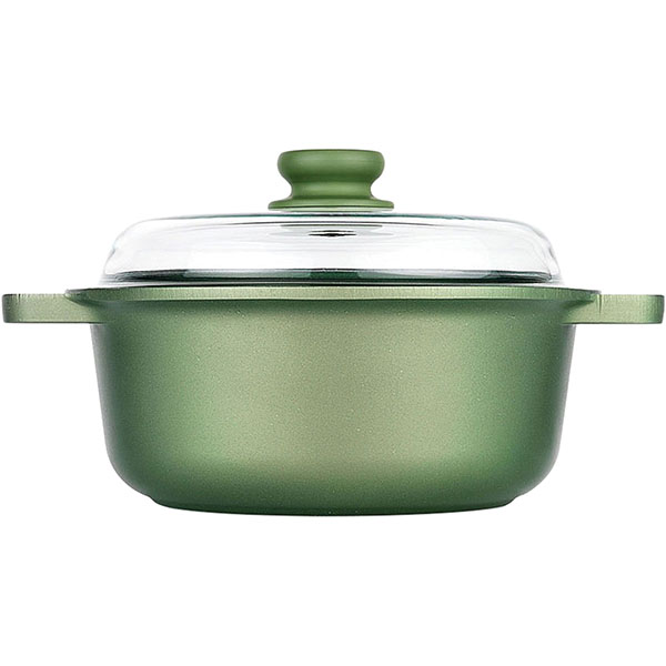 Кастрюля с крышкой(индукция) «Д.Грин»;алюм.литой;3л;D=24,H=18,5см;зелен.