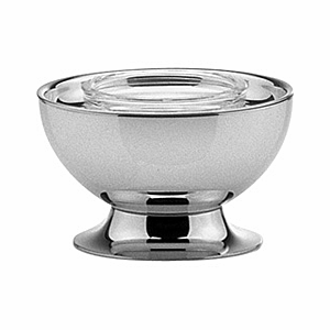 Икорница с крышкой;сталь нерж.;D=13,H=8см;металлич.