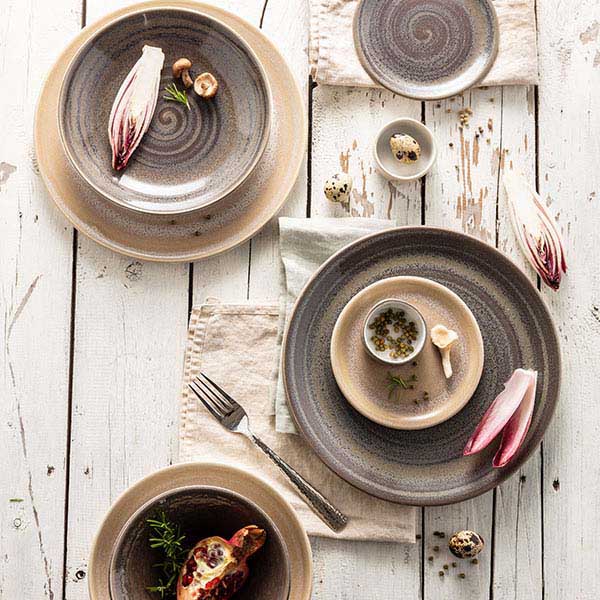 Тарелка пирожковая «Революшн Гранит»;фарфор;D=154,H=10мм;серый,коричнев.