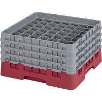 Кассета для бокалов 49 ячеек Dmax=62,Hmax=215мм;полипроп.;,H=26,7,L=50,B=50см;бордо,серый