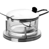 Пармезанница с ложкой;стекло;200мл;D=105,H=70мм;прозр.