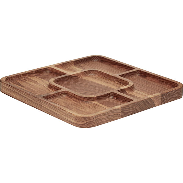 Менажница квадр.5 секций;дуб;,H=25,L=300,B=300мм;деревян.