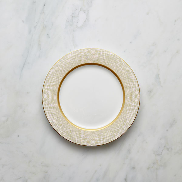 Тарелка «Даймонд»;кост.фарф.;D=30,H=2см;белый,золотой