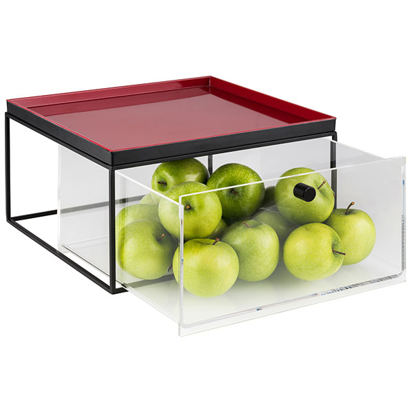 Ящик для продуктов с ручкой;пластик;,H=17,5,L=34,B=32см;прозр.,черный