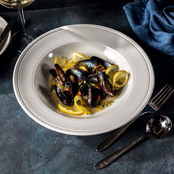 Тарелка для пасты «Бид»;фарфор;D=24см;белый