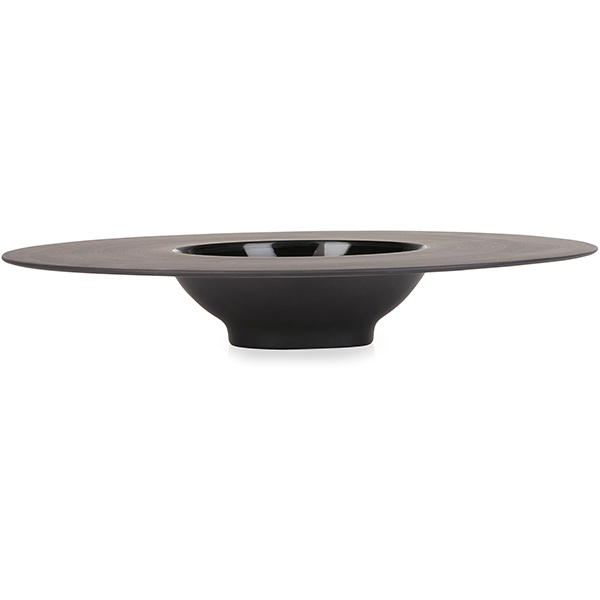 Тарелка «Сфера» с широким бортом;керамика;300мл;D=30,3см;черный,золотой