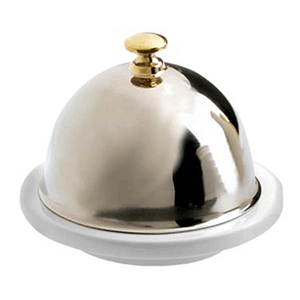 Масленка;фарфор,сталь нерж.;70мл;D=9,H=7см;белый