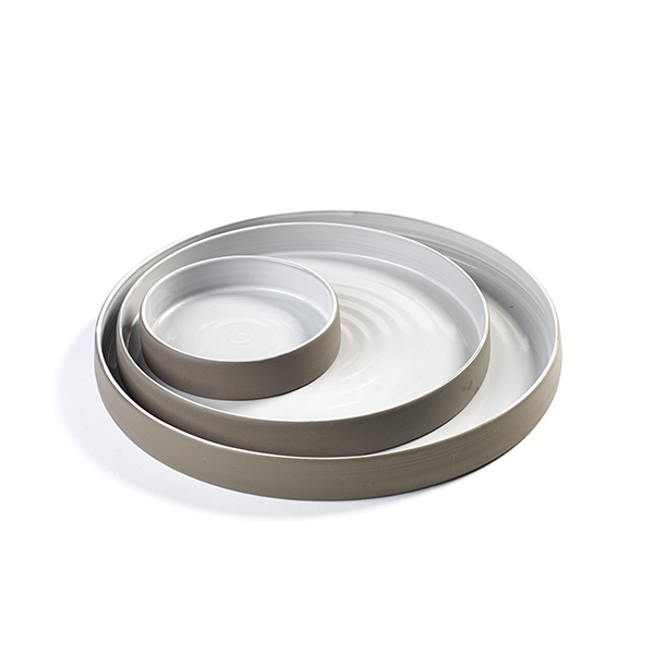 Тарелка «Даск»;керамика;D=145,H=18мм;белый,серый