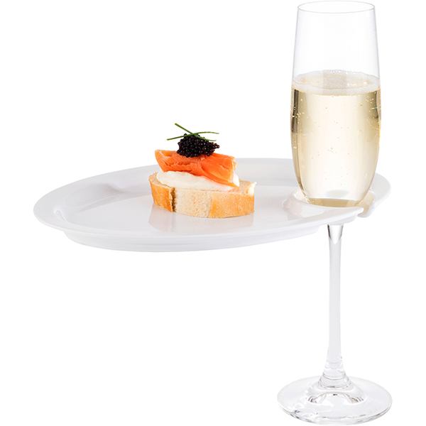 Блюдо для комплимента с прорезью для бокала;пластик;,H=15,L=220,B=140мм;белый