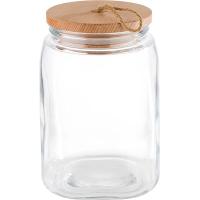 Банка «Вуди» квадратная с крышкой;стекло,дерево;2,5л;,H=21,5,L=14,B=14см;прозр.