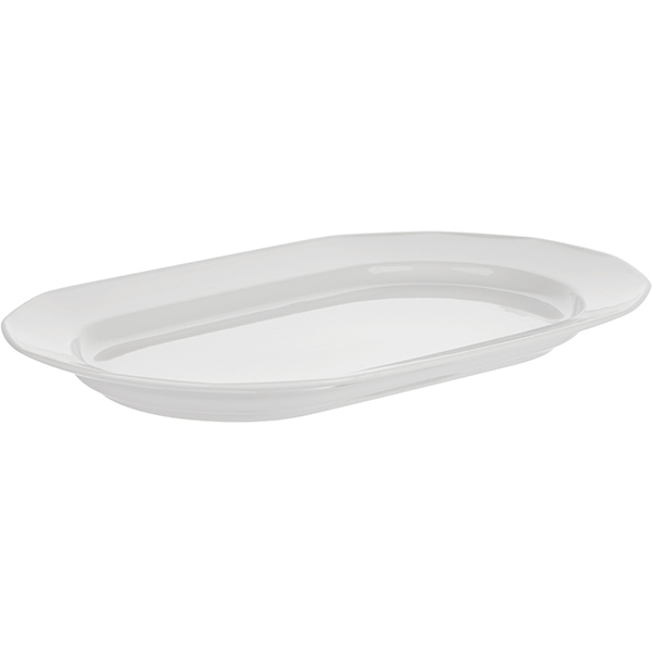 Блюдо «Меркури» овальное;фарфор;,L=38см;белый