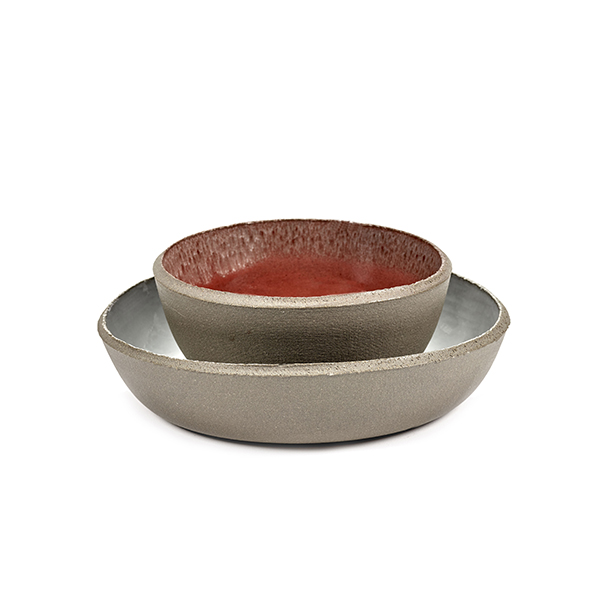 Салатник;бетон;D=210,H=45мм;красный,серый