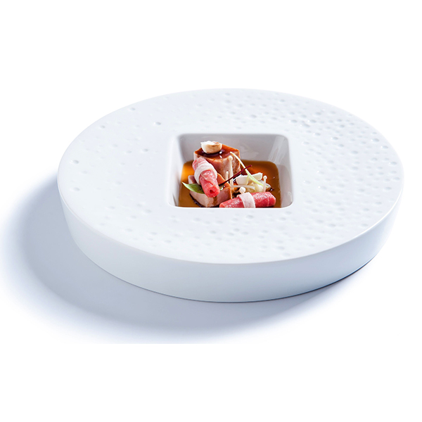 Тарелка глубокая «Минерал» с квадратной выемкой;фарфор;D=23,7см;белый