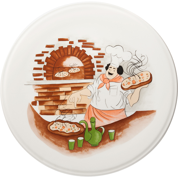 Блюдо для пиццы «Барилла» с рисунком;фарфор;D=31,H=2см;белый,роспись