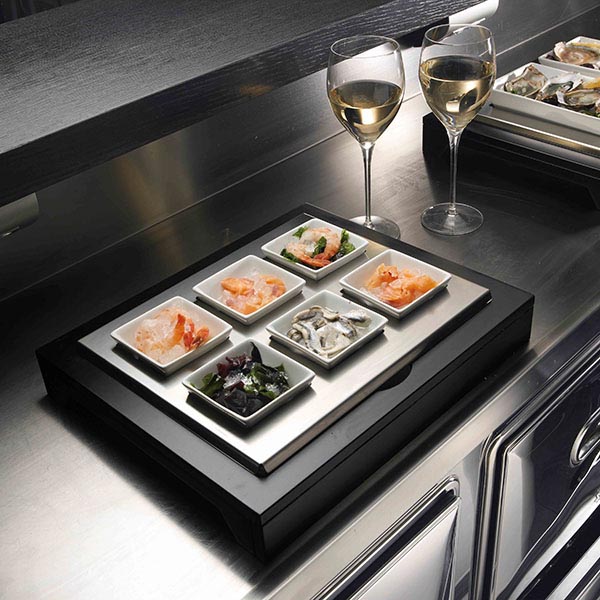 Подставка фуршетная с охлаждением, 6 емкостей;дерево;,H=55,L=380,B=320мм;тем.корич.