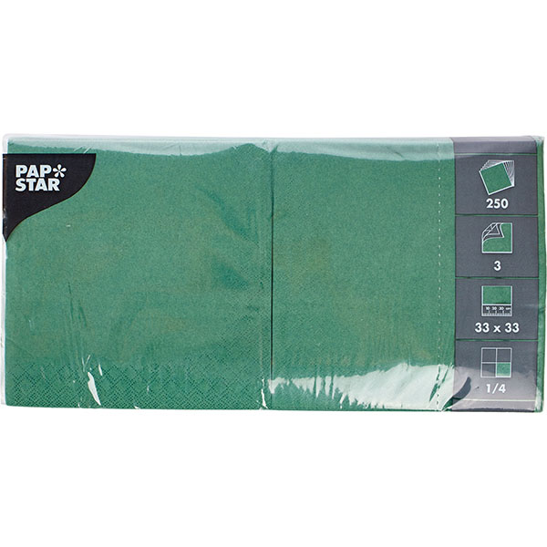 Салфетки 3х-слойные 33*33см[250шт];бум. салфет.;,H=11,L=33,B=17см;зелен.