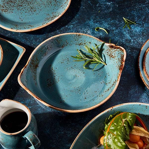 Блюдо «Крафт Блю» прямоугольное;фарфор;,H=2,L=33,B=19см;синий