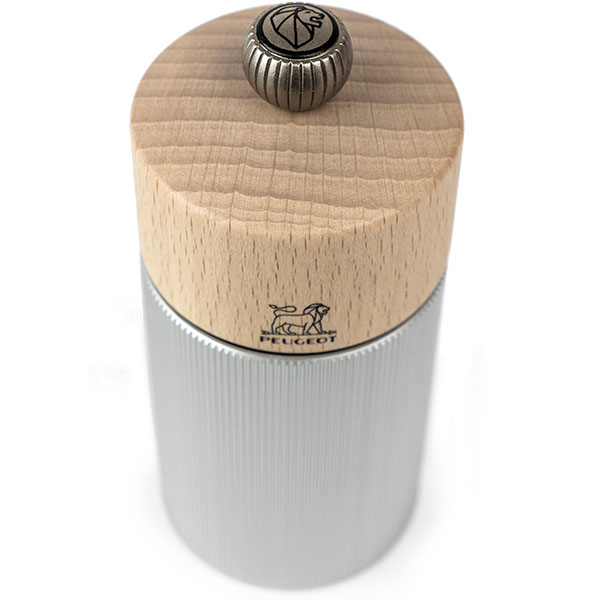 Мельница для перца «Лайн»;бук,алюмин.;D=52,H=180мм;белый,св. дерево