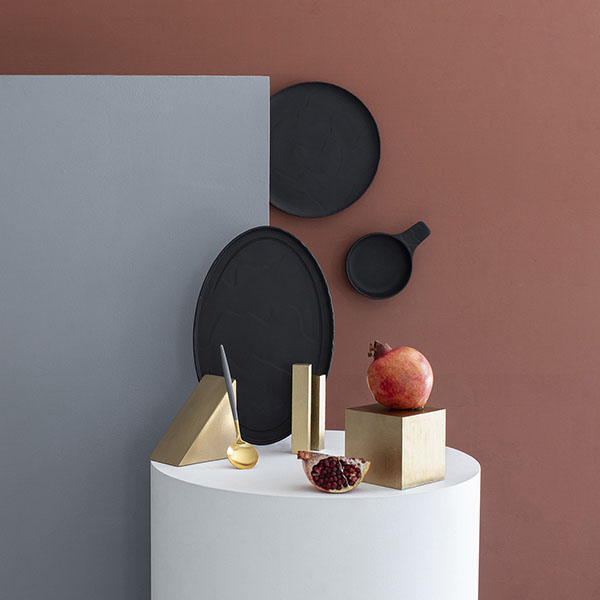 Тарелка «Базальт» овальная;керамика;,H=15,L=350,B=229мм;черный,матовый