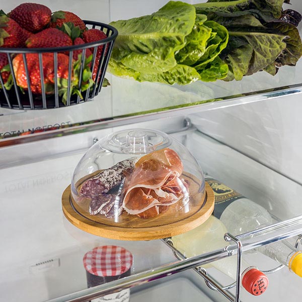 Доска для подачи с крышкой;бамбук,пластик;D=20,5,H=10см;св. дерево,прозр.