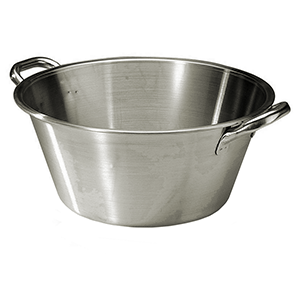 Миска 2 ручки;сталь нерж.;21л;D=47,H=20см;металлич.