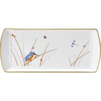 Блюдо для подачи «Рид» прямоугольное;кост.фарф.;,L=34,B=15см;белый,золотой