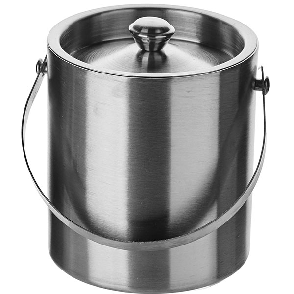 Емкость для льда с крышкой «Проотель»;сталь нерж.;1,1л;D=12,H=14,B=14см;металлич.