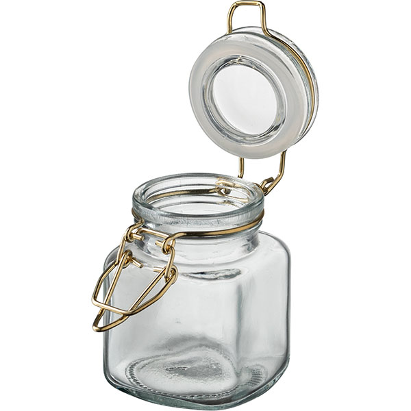 Банка квадратная с крышкой;стекло,силикон;100мл;,H=75,L=55,B=55мм;прозр.