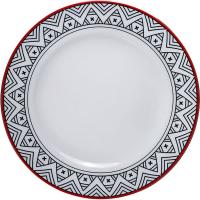 Тарелка «Мезень» Классик Геометрия плоская;фарфор;D=250,H=22мм;белый,красный