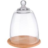 Доска для подачи с крышкой;дерево,пластик;D=18,5/16,H=24см;св. дерево,прозр.