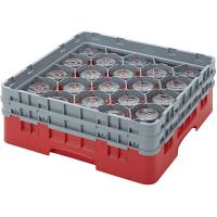 Кассета для бокалов 20 ячеек Dmax=98,Hmax=133мм;полипроп.;,H=18,4,L=50,B=50см;красный,серый