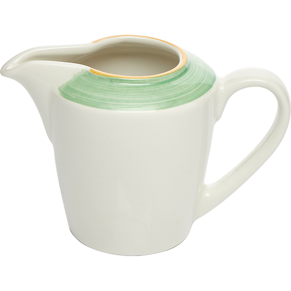 Молочник «Рио Грин»;фарфор;142мл;,H=8,L=13см;белый,зелен.
