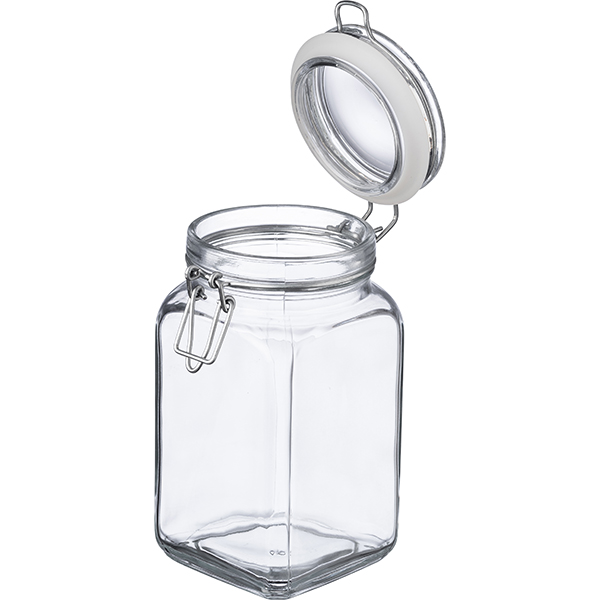 Банка квадратная с крышкой «Кремлин»;стекло;1,3л;,H=180,L=96,B=96мм;прозр.