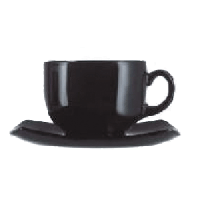Чайная пара «Квадрато Блэк» набор[6шт];стекло;220мл;D=80,H=85,L=145,B=400мм;черный
