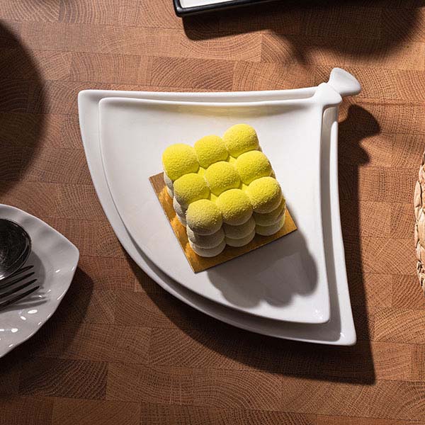 Блюдо «Кунстверк» веер;фарфор;,H=18,L=230,B=180мм;белый