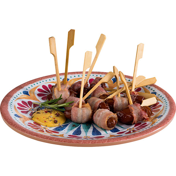 Тарелка «Арабеск»;пластик;D=215,H=20мм;голуб.,коричнев.