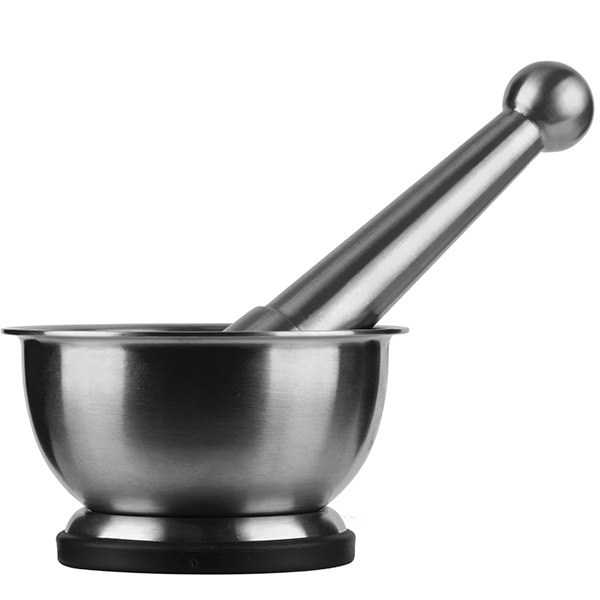 Мадлер со ступкой;сталь нерж.;450мл;D=10,L=14см;серебрист.