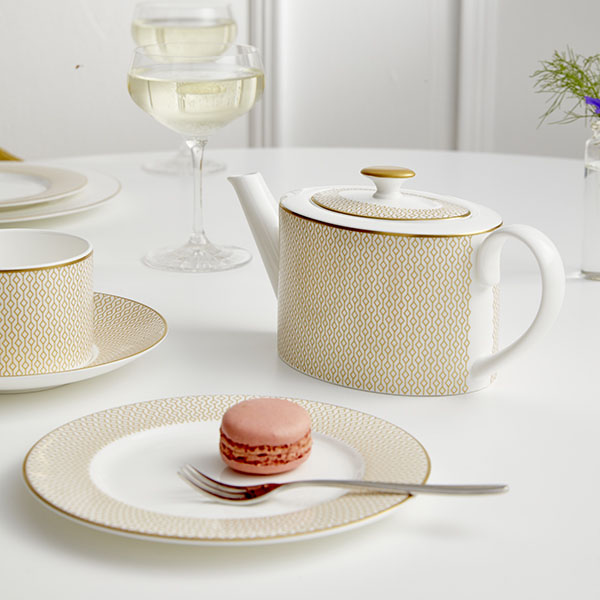 Тарелка «Даймонд»;кост.фарф.;D=168,H=15мм;белый,золотой