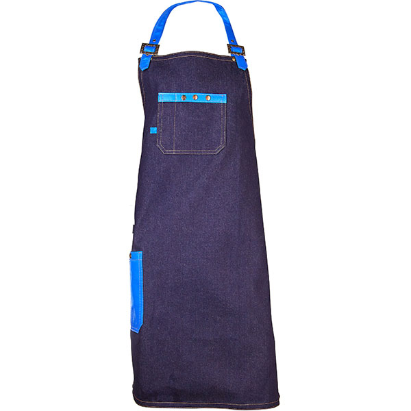 Фартук;джинс,кожа;синий