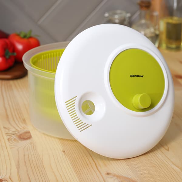 Центрифуга для сушки зелени;пластик;3,7л;,H=14,L=23,B=23см;белый,салатов.