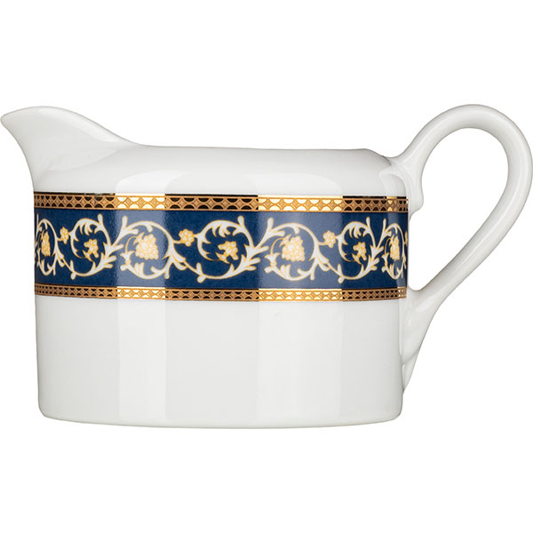 Молочник «Рома»;фарфор;200мл;,H=7,L=12,B=8см;белый,синий