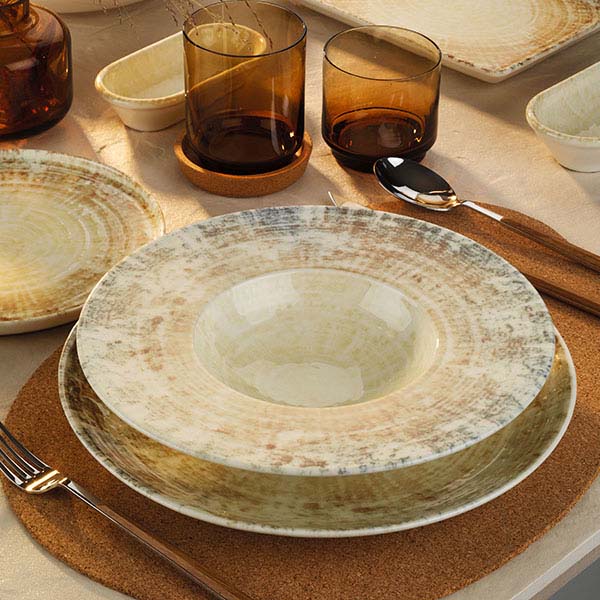 Тарелка «Нанокрем Бейж» с бортом;фарфор;D=240,H=18мм;бежев.