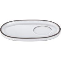 Блюдце «Карактэр» овальное;керамика;,H=12,L=135,B=83мм;белый,коричнев.