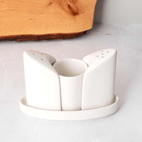 Набор д/специй 3 пр-та на подставке;фарфор;,H=87,L=124,B=87мм;белый