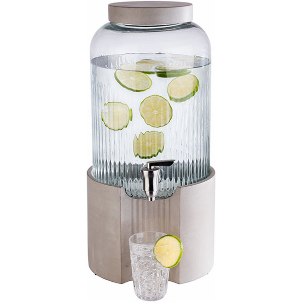 Диспенсер для холодных напитков «Элемент»;стекло,бетон;7л;D=22,H=45см;камен.-серый.,прозр.