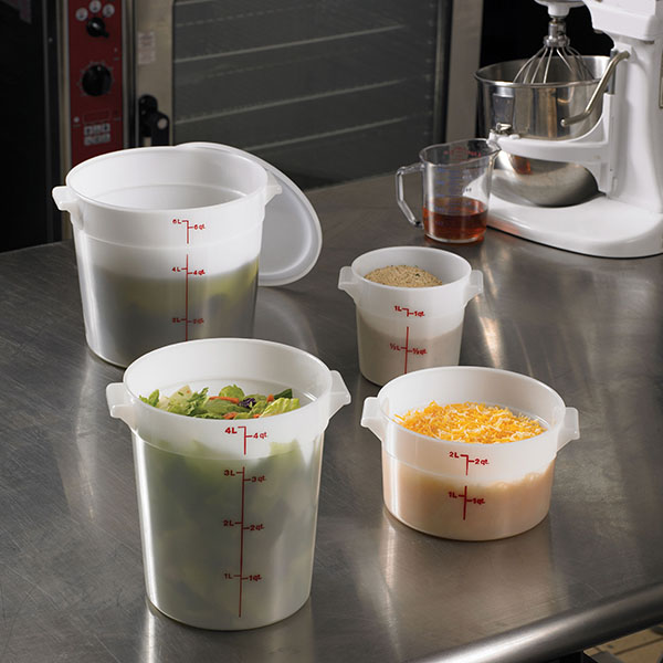 Контейнер для продуктов градуированный;полиэтилен;1,9л;D=20,8,H=11,1см;белый