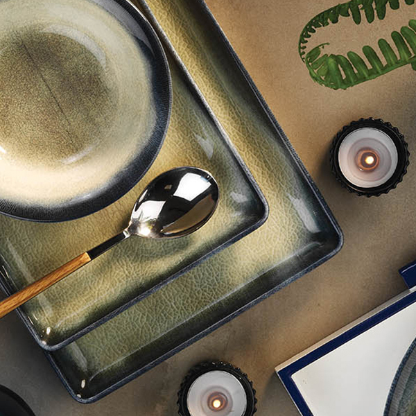 Тарелка «Нанокрем Дарк Блю» прямоугольная;фарфор;,H=21,L=180,B=130мм;тем.син.,зелен.