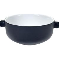 Салатник «Ловатт» с ручками;кост.фарф.;D=224,H=95мм;черный,белый